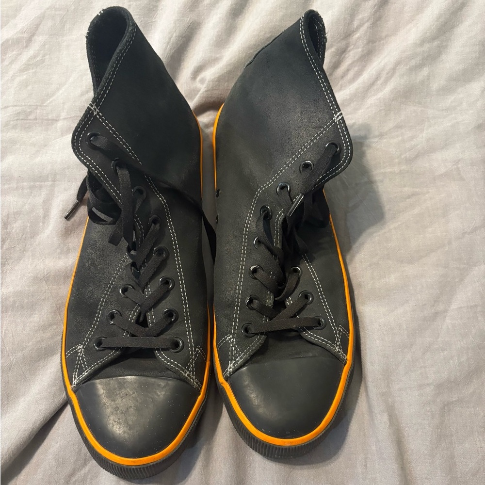 Harley-Davidson Chuck Taylor Style Black Sneakers with Orange Accents